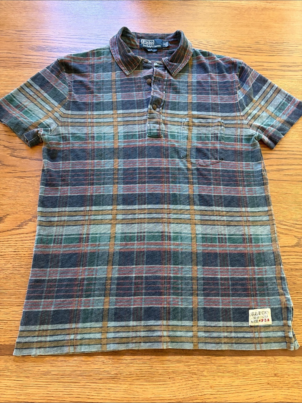 Polo by Ralph Lauren Blue and Green Plaid Short-Sleeve Polo